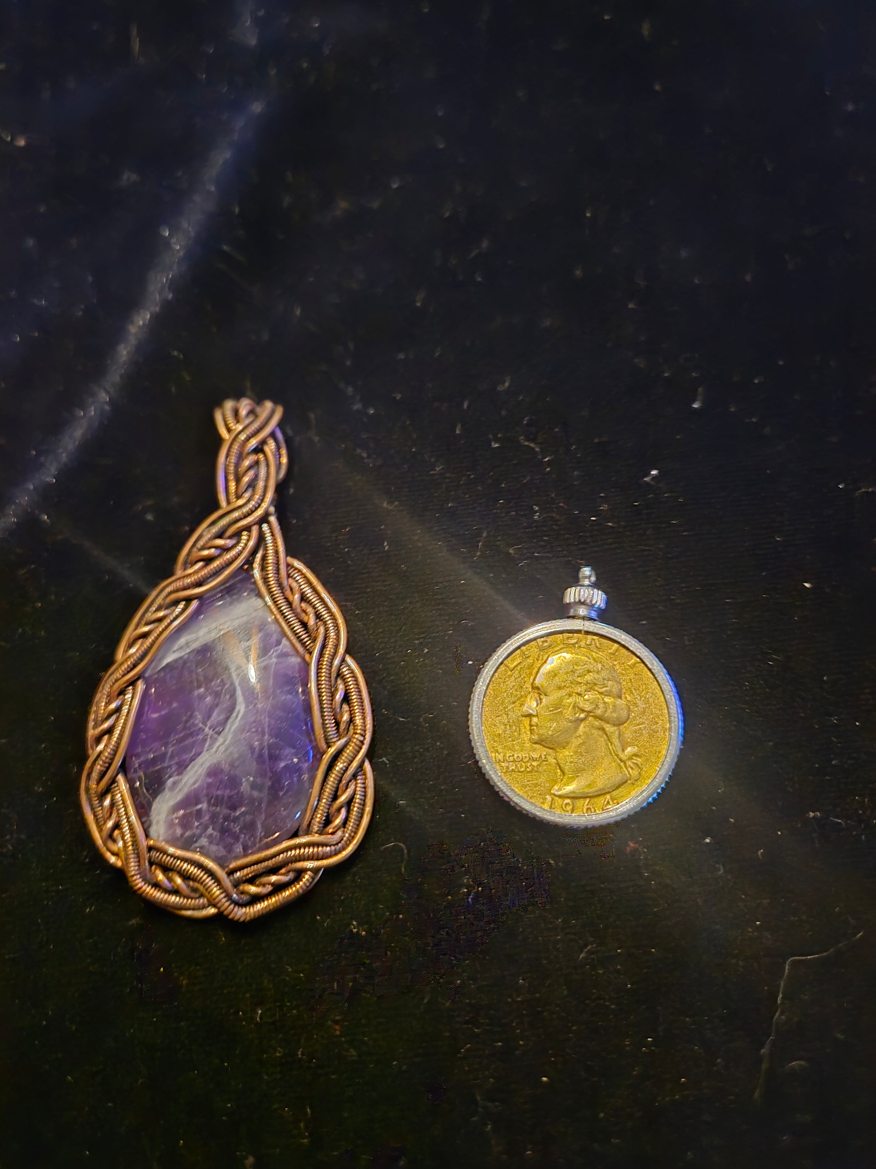 Charoite Copper Wire-Wrapped Pendant